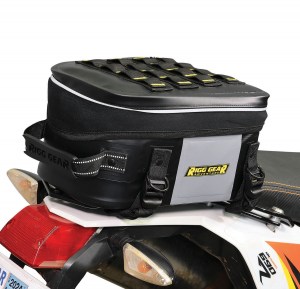 Photo of Hurricane Dual Sport Tail Bag (SE-4012) on white background mounted to tail section of KTM 690